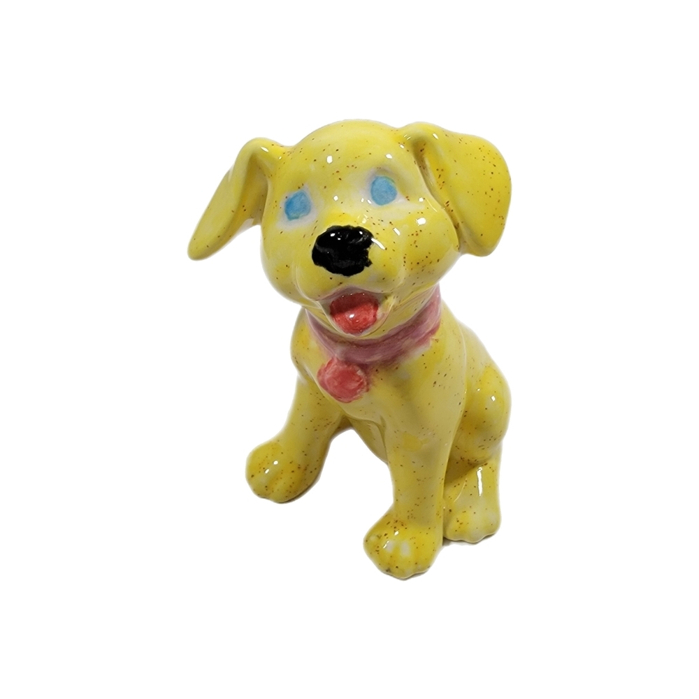 6" Yellow Ceramic Puppy Dog Handmade